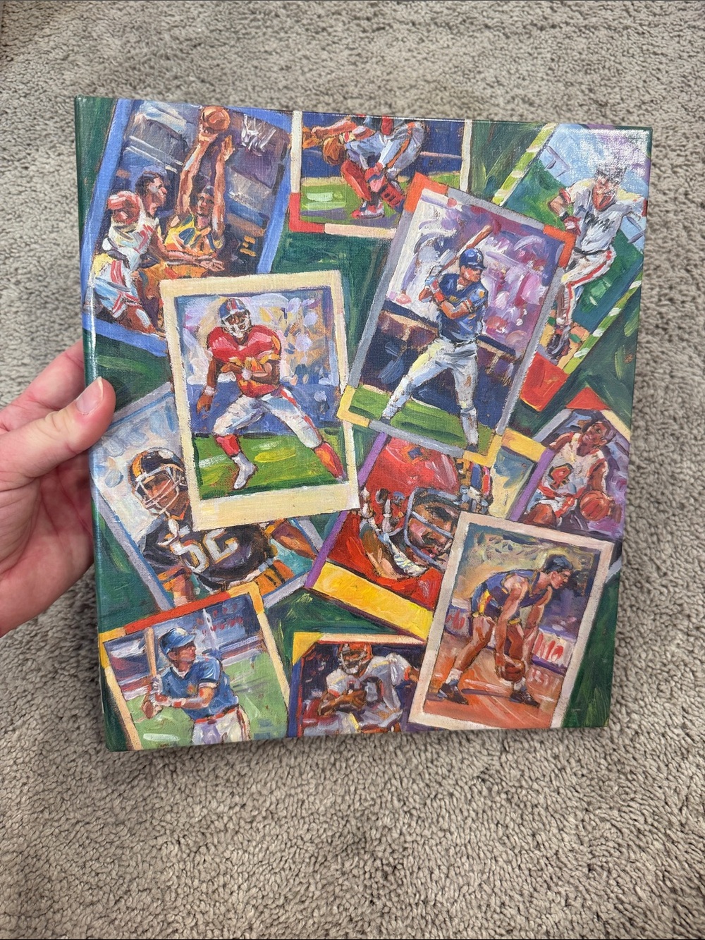 Hand-Painted Inspired Sports Trading Card Collage Photo Album / Sports Photo